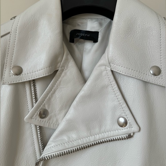 Joseph Biker Calf Leather Jacket, White, Size 34 - Picture 9 of 16